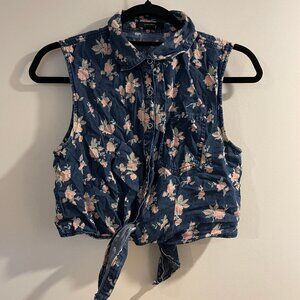 Forever 21 Floral Denim Crop top